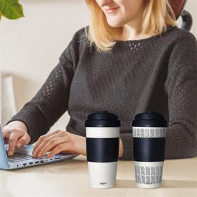 img 2 attached to Copco Reusable Insulated Double Wall Travel Mugs (Set of 2) - White/Black