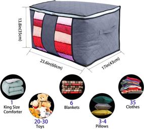 img 3 attached to 👕 Gomimeor 90L Large Capacity Clothes Storage Bag- Blanket Storage bags Organizer with Reinforced Handle, Thick Fabric, Clear Window- for Clothing, Comforters, Bedding- 3 Pack, Grey