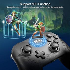 img 3 attached to 🎮 Black Wireless Pro Controller - Compatible with Switch and Switch Lite, NFC, Motion Function, Dual Vibration, Wake Up - Gamepad Joystick with Remote