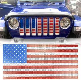 img 1 attached to Bentolin Front Steel Mesh Grill Inserts with US Flag - Compatible with Jeep Wrangler JL (2018-2020) & Gladiator JT (2020)