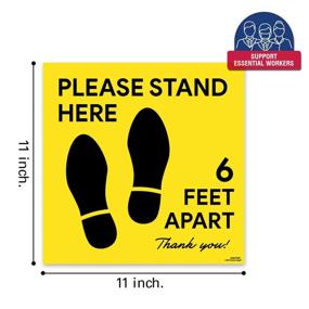 img 3 attached to High-Quality 11X11 Social Distancing Floor Decal Sticker - Please Stand Here 6 Feet Apart - Non-Slip Commercial Grade Sign - Ensuring Safety Distance for Grocery Stores - Pack of 6