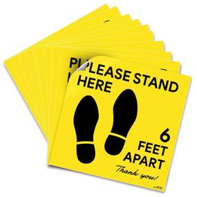 img 4 attached to High-Quality 11X11 Social Distancing Floor Decal Sticker - Please Stand Here 6 Feet Apart - Non-Slip Commercial Grade Sign - Ensuring Safety Distance for Grocery Stores - Pack of 6