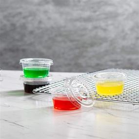 60 Pack Plastic Condiment Souffle Containers with Attached Lids 1 oz Mini  Sauce Cups Jelly Shot