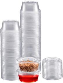 img 4 attached to 🥣 Zeml Portion Cups with Lids (2 Ounces, 100 Pack) - Versatile Disposable Plastic Cups for Meal Prep, Portion Control, and More!