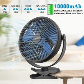 img 2 attached to Portable GagetElec 8” Clip On Stroller Fan - 10000mAh Battery Operated, 4 Speeds, Fast Air Circulation - Ideal for Bedroom, Living Room, Office
