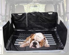 img 4 attached to 🐾 EnRand Waterproof Dog Car Seat Cover for Jeep Wrangler JK JKU: Nonslip, Waterproof, & Multi-purpose Trunk Liner Mat Cover with Storage Case - 600D Oxford Fabric, Hammock Style (US Flag Design)