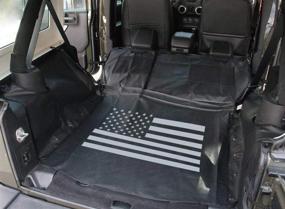 img 3 attached to 🐾 EnRand Waterproof Dog Car Seat Cover for Jeep Wrangler JK JKU: Nonslip, Waterproof, & Multi-purpose Trunk Liner Mat Cover with Storage Case - 600D Oxford Fabric, Hammock Style (US Flag Design)