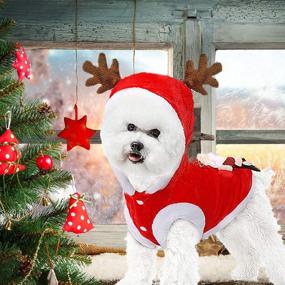 img 4 attached to Pixriy Santa Dog Costume with Hat, Christmas Hoodie Coat - Soft & Warm Reindeer Apparel for Puppy Teddy, Chihuahua, Yorkshire Terrier, Poodle, and Maltese