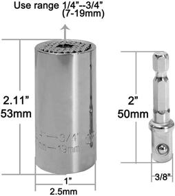 img 3 attached to 🔧 Универсальный набор ключей-гаечных головок с адаптером для электрического дрели - 6 шт. Универсальных гаечных головок, рукоять-трещотка, диапазон головок 7-19 мм - Лучший подарок для мужчин