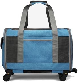 img 1 attached to 🐾 DuoLmi Blue Pet Travel Carrier with Detachable Wheels - Rollable Carrier for Small & Medium Dogs/Cats up to 28 Lbs