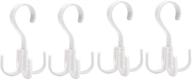 👜 organize your closet with thinkmay purse & scarf rotating hanger - 4 pack white plastic organizer for bags, belts, ties, and scarves логотип