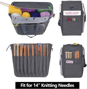img 2 attached to Luxja Gray Knitting Bag: Convenient Shoulder Straps, 🧶 Perfect for Carrying Projects, Knitting Needles, Crochet Hooks, and Accessories