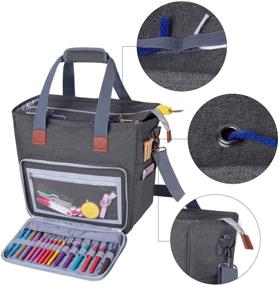 img 1 attached to Luxja Gray Knitting Bag: Convenient Shoulder Straps, 🧶 Perfect for Carrying Projects, Knitting Needles, Crochet Hooks, and Accessories