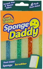 img 4 attached to Scrub Daddy Sponge Daddy - Dual Sided Sponge & Scrubber with FlexTexture - Deep Cleaning, Scratch Free - 4ct