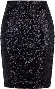 img 2 attached to 💃 VIJIV Women's Sequin Skirt - Midi Length, High Waist, Stretchy, Elegant Sparkle with Side Slit - Perfect for Party, Cocktail, and Events