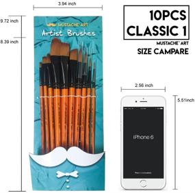 img 2 attached to 🖌️ MUSTACHE Artist Brushes Set of 10 - 4 Shapes Paint Brush Set for Acrylic, Watercolor, Oil Painting, and Face Painting - Ideal for Adults