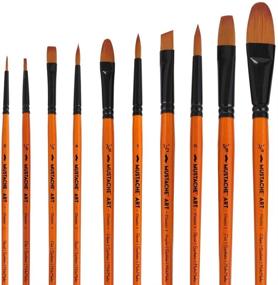 img 4 attached to 🖌️ MUSTACHE Artist Brushes Set of 10 - 4 Shapes Paint Brush Set for Acrylic, Watercolor, Oil Painting, and Face Painting - Ideal for Adults