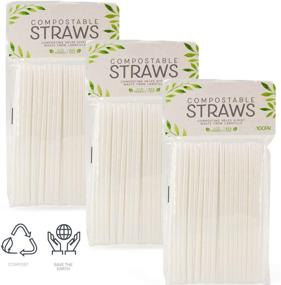 img 4 attached to 🌱 Evriholder Compostable Straws 100 Pack - Made of Plant-Based PLA Material - Pack of 3 - Unwrapped