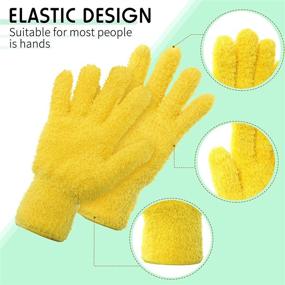 img 2 attached to 🧤 Efficient Dusting Cleaning Gloves for Kitchen, House, Cars, and More - Set of 4 Microfiber Washable Mittens (Green, Dark Blue, Yellow, Purple)