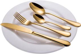 img 3 attached to Magicpro Modern Royal 24-Piece Gold Stainless Steel Flatware Set - Perfect for Wedding, Festival, Christmas Party - Service for 6