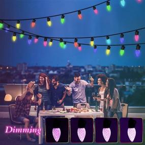 img 2 attached to 🌈 MerKioo Color Changing String Lights: Waterproof 48FT Patio Lights for Backyard Porch Party Decor - Remote Control & Dimmable Bulbs