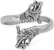 🔱 nordic viking amulet - guoshuang adjustable stainless steel rings with scandinavian jormungand dreki dragon, valknut rune & gift bag logo