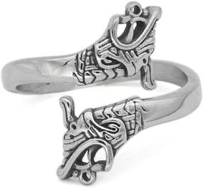 img 4 attached to 🔱 Nordic Viking Amulet - GuoShuang Adjustable Stainless Steel Rings with Scandinavian Jormungand Dreki Dragon, Valknut Rune & Gift Bag