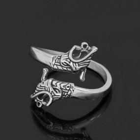 img 3 attached to 🔱 Nordic Viking Amulet - GuoShuang Adjustable Stainless Steel Rings with Scandinavian Jormungand Dreki Dragon, Valknut Rune & Gift Bag