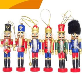 img 4 attached to Jolik Set of 6 Wooden Nutcracker 🎅 Ornaments - Christmas Nutcracker Figures for Festive Decoration