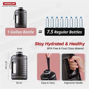 img 3 attached to 🍼 Vinsguir 1 Gallon Water Bottle with Drink Time Markings - Inspirational Large 128 oz Water Jug with Straw & Strap & Handle, BPA Free Big Water Bottle for Daily Hydration & Gym Hydration