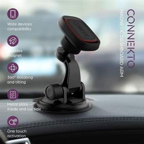 img 3 attached to CONNEKTO Magnetic Car Dashboard Arm A016: Universal Black Smartphone Holder For Vehicle Car Dash Rotates Tilts