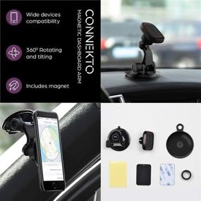 img 2 attached to CONNEKTO Magnetic Car Dashboard Arm A016: Universal Black Smartphone Holder For Vehicle Car Dash Rotates Tilts