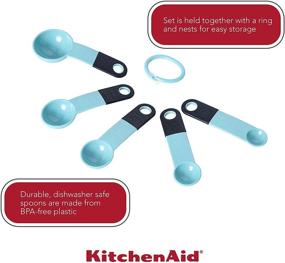 img 1 attached to 🥄 KitchenAid Classic Measuring Spoons - Set of 5 in Aqua Sky/Black