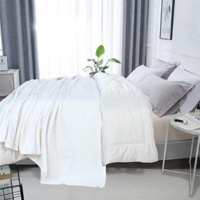 img 3 attached to 🛏️ HILLFAIR 100% Cotton Blanket Queen Size - Luxury Decorative Soft Breathable Skin-Friendly Bed Blanket for All Seasons - Perfect Textured Layer for Couch, Bed, or Sofa - White Queen (90"x90")