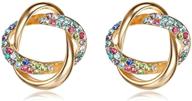 lee island fashion jewelry 18k gold plated multicolor love knot stud earrings featuring austrian crystal for women and girls logo