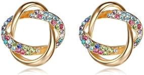 img 1 attached to Lee Island Fashion Jewelry 18K Gold Plated Multicolor Love Knot Stud Earrings Featuring Austrian Crystal for Women and Girls