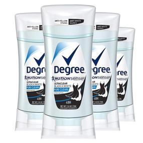 img 4 attached to Degree MotionSense UltraClear Black + White Pure Clean Antiperspirant, 2.6 oz (Pack of 4): Long-lasting Protection for a Fresh, Odor-free You