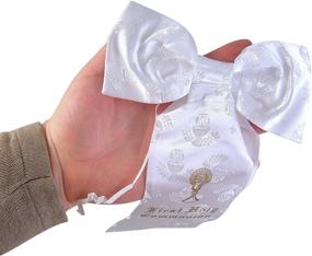img 1 attached to 👔 Shop the Delicate Boy's My First Holy Communion Satin Bow Armband with Gold-Tone Text, 10 Inches