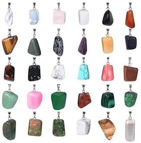 img 4 attached to 💎 Satinior 30 Pieces Irregular Healing Crystal Stone Quartz Pendants: Perfect for Necklace Jewelry Making with Storage Bag