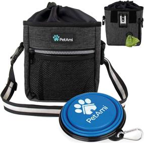 img 4 attached to 🐾 PetAmi Dog Treat Pouch - Training Bag with Waist Shoulder Strap, Poop Bag Dispenser, Collapsible Bowl - Ideal for Treats, Kibbles, Toys - 3 Wearable Options