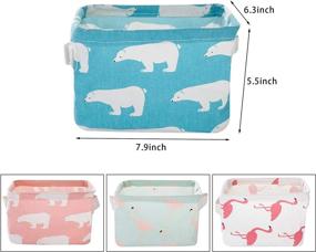 img 3 attached to Hizibesty Small Canvas Storage Bins Mini Foldable Storage Basket - Flamigo and Polar Bear Pattern (4 Pack)