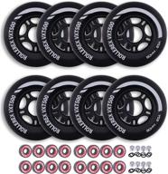 🛼 rollerex vxt500 inline skate wheels (8 wheels w/bearings, spacers and washers) - multiple size & color options - indoor/outdoor/hockey - ideal for roller blade wheel replacement logo