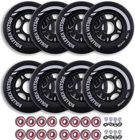 img 4 attached to 🛼 Rollerex VXT500 Inline Skate Wheels (8 Wheels w/Bearings, spacers and washers) - Multiple Size & Color Options - Indoor/Outdoor/Hockey - Ideal for Roller Blade Wheel Replacement