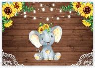 🌻 funnytree sunflower elephant party backdrop - retro rustic wooden floor for baby shower, birthday photography - yellow flower lace vintage board banner - cake table decoration, photo booth props - 7x5ft логотип