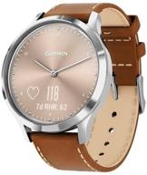 garmin vivomove hr: stylish hybrid smartwatch for both men and women - silver with tan italian leather logo