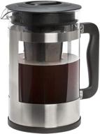 ☕ primula kedzie cold brew iced coffee maker - deluxe comfort grip handle, durable glass carafe, removable mesh filter - 6 cup, brushed stainless steel logo