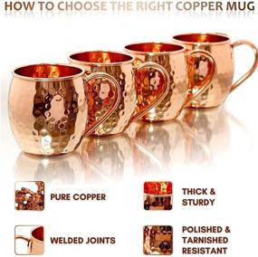 img 1 attached to [Christmas Gift Set] Handcrafted 100% Pure Copper Moscow Mule Mugs - Set Of 4 Solid Copper Cups for Drinking - Food Safe Gift Set with Copper Cups