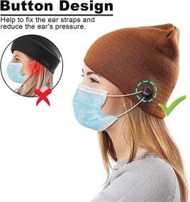 img 3 attached to 🧢 Stretchy Winter Beanie Hat with 4 Button Holders for Masks, Unisex Skull Caps, Hat with Mask Attachment