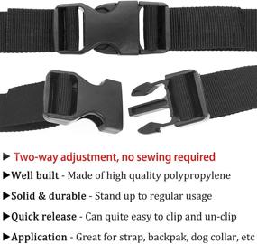 img 1 attached to 3 Yards Black Webbing with 1 Inch Nylon Strap Buckle Set, Heavy Duty Dual Adjustable Side Release Buckles, No Sewing Required. Includes 4 Pcs Tri-Glide Slides Flat Plastic Clips for DIY Luggage, Backpack and Sternum Strap Projects