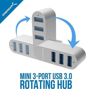 img 3 attached to Sabrent Premium 3-Port Aluminum Mini USB 3.0 Hub - 90°/180° Rotatable Design (HB-R3MC): Compact Efficiency for Seamless Connectivity